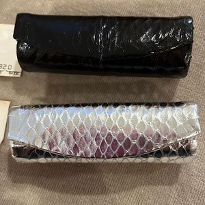 Jennifer Moore - 2 Lipstick Holders - Silver & Black 3.5” snakeskin mirror NEW!